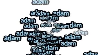 Beyaz arkaplanda ADAM sözleriyle dağılmış animasyon videosu