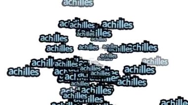 Animasyon videosu beyaz arka planda Achilles sözleriyle dağınık