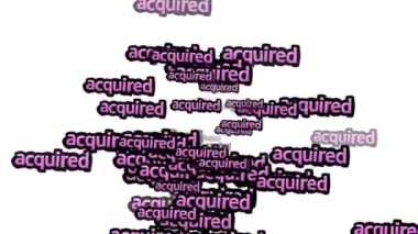 animasyon videosu beyaz arka planda ACQUIRED sözleriyle dağınık
