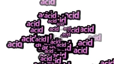 Beyaz arka planda ACID sözleriyle dağılmış animasyon videosu