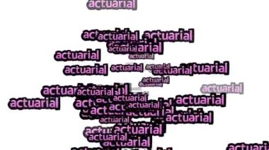 Animasyon videosu beyaz arka planda ACTUARIAL sözleriyle dağınık