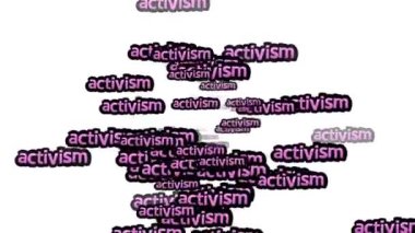 Beyaz arkaplanda ACTIVISM sözleriyle saçılmış animasyon videosu