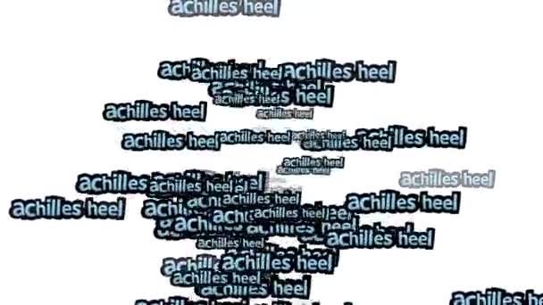 白い背景に Achilles Heel という言葉を散りばめたアニメーションビデオ — ストック動画