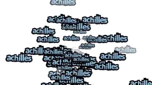 Animated Video Scattered Words Achilles White Background — Stock Video