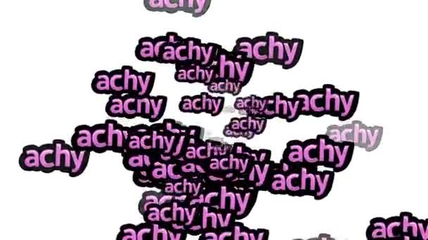 白い背景に Achy という言葉が散りばめられたアニメーションビデオ — ストック動画
