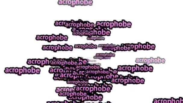 배경에 Acrophobe 단어들이 흩어져 애니메이션 — 비디오
