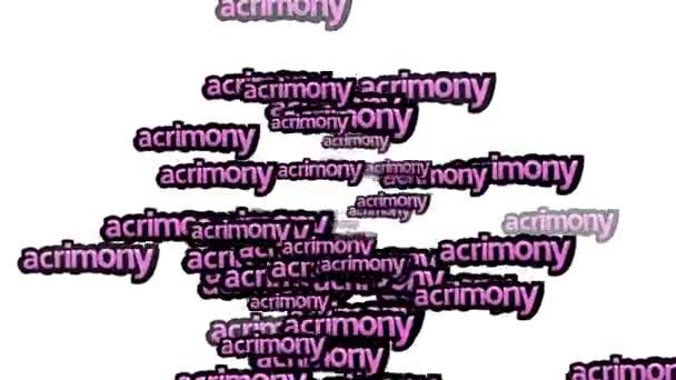 白い背景に Acrimony という言葉を散りばめたアニメーションビデオ — ストック動画