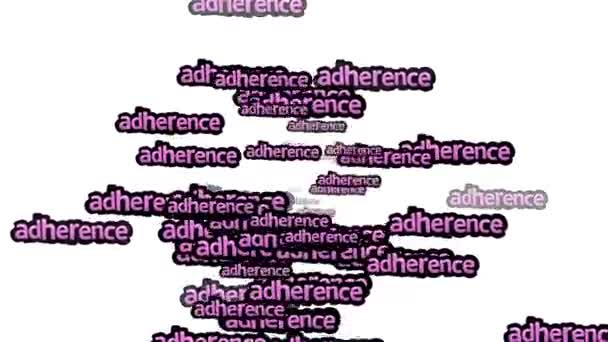 Анимированное Видео Разбросанное Словами Adherence Белом Фоне — стоковое видео