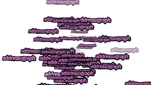 Animated Video Scattered Words Addressograph White Background — Stock Video