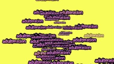 Sarı arka planda ADULTERATION sözleriyle dağılmış animasyon videosu