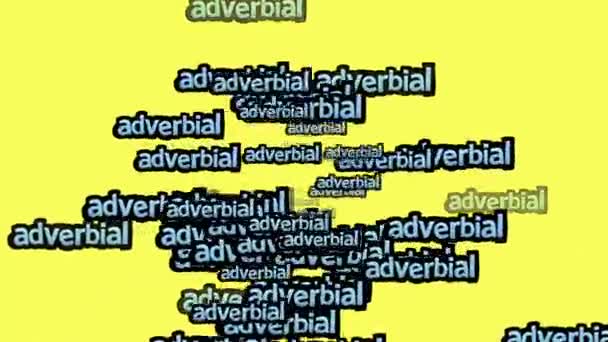 Анімаційне Відео Розсіяне Словами Adverbial Жовтому Фоні — стокове відео