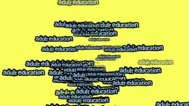 Vídeo Animado Espalhado Com Palavras Adult Education Fundo Amarelo — Vídeo de Stock