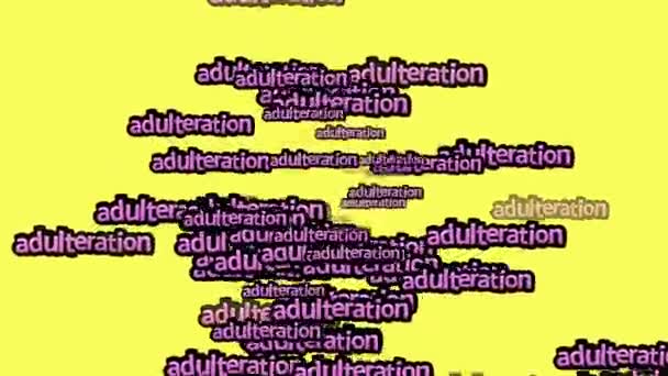 Animowany Film Rozrzucony Słowami Adulteracja Żółtym Tle — Wideo stockowe