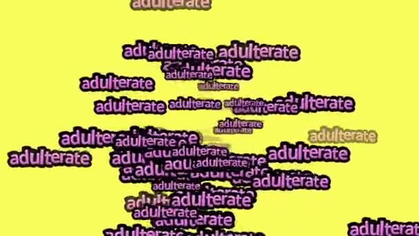 Sarı Arka Planda Adulterate Sözleriyle Dağılmış Animasyon Videosu — Stok video