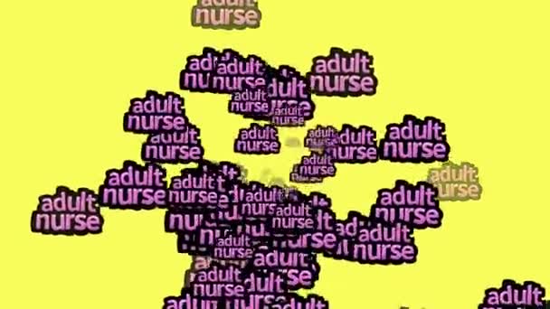 Animowany Film Rozrzucony Słowami Adult Nurse Żółtym Tle — Wideo stockowe