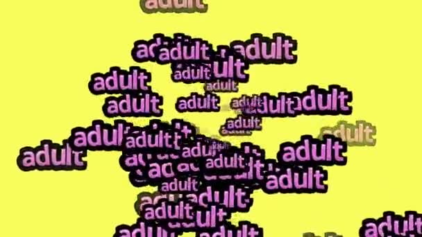Animowany Film Rozrzucony Słowami Adult Żółtym Tle — Wideo stockowe