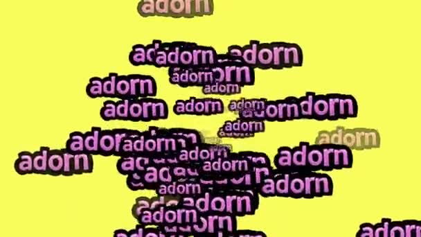动画视频 带有黄色背景的词Adorn — 图库视频影像