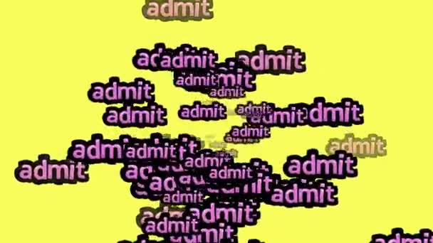 Animated Video Scattered Words Admit Yellow Background — Stock Video