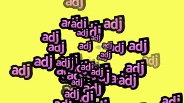 Sarı zemin üzerinde ADJ yazan animasyon videosu
