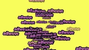 Sarı arka planda ADHESIVE sözleriyle saçılmış animasyon videosu