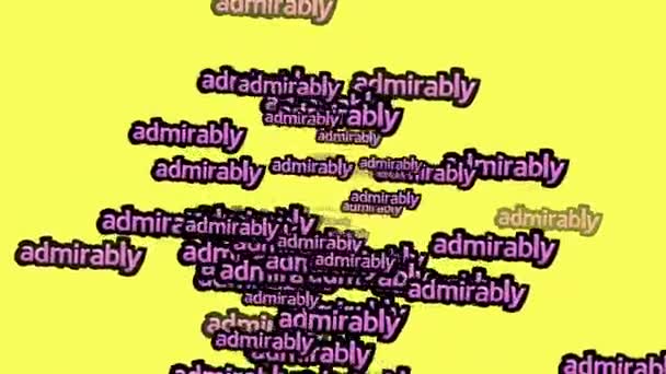 Animated Video Scattered Words Admirably Yellow Background — Stock Video