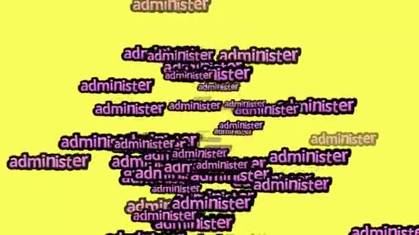 Animated Video Scattered Words Administer Yellow Background — Stock Video