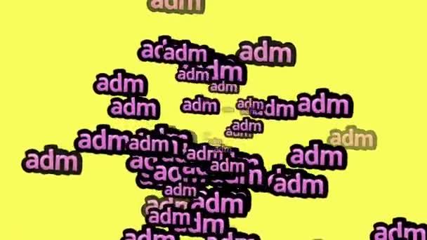 Animated Video Scattered Words Adm Yellow Background — Stock Video