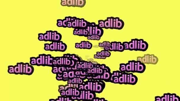Κινούμενο Βίντεο Διάσπαρτα Τις Λέξεις Adlib Κίτρινο Φόντο — Αρχείο Βίντεο