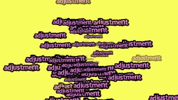 Анімаційне Відео Розсіяне Словами Adjustment Жовтому Фоні — стокове відео