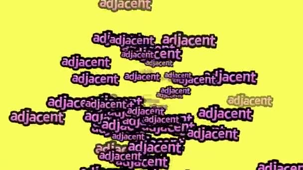 黄色い背景にAdjacentという言葉を散りばめたアニメーションビデオ — ストック動画