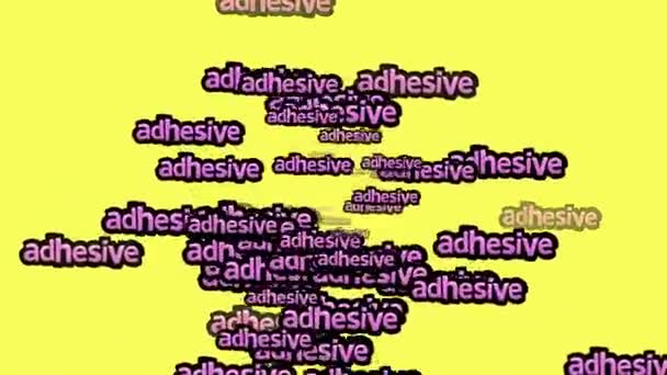 Animované Video Roztroušené Slovy Adhesive Žlutém Pozadí — Stock video