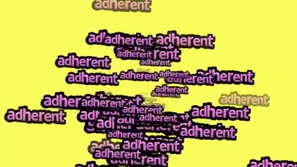 Κινούμενο Βίντεο Διάσπαρτα Τις Λέξεις Adherent Κίτρινο Φόντο — Αρχείο Βίντεο