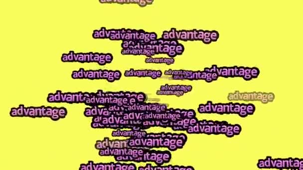 Geanimeerde Video Verspreid Met Woorden Advantage Een Gele Achtergrond — Stockvideo