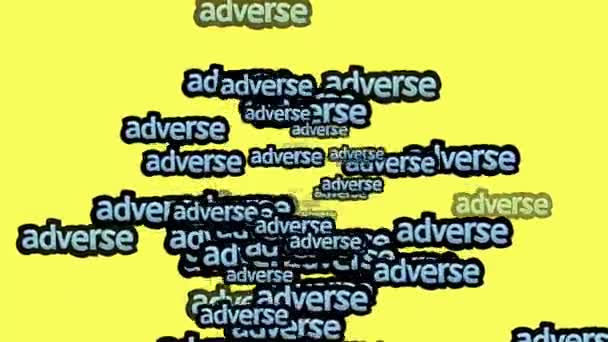Animované Video Roztroušené Slovy Adverse Žlutém Pozadí — Stock video