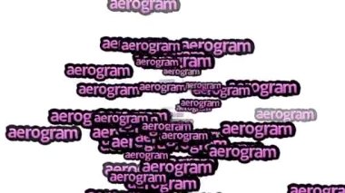 Beyaz arkaplanda AEROGRAM sözleriyle saçılmış animasyon videosu