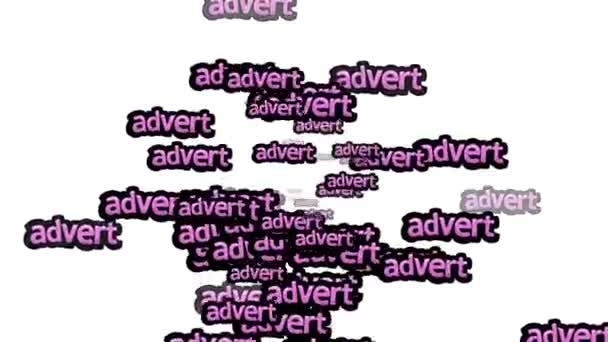 白い背景に Advert という言葉を散りばめた動画 — ストック動画