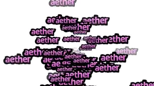 白い背景にAetherという言葉が散りばめられたアニメーションビデオ — ストック動画