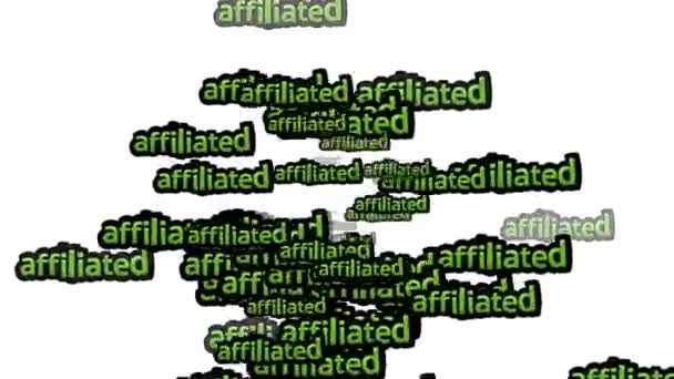 Animated Video Scattered Words Affiliated White Background — Stock Video