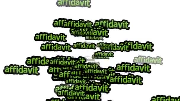 白い背景にAffidavitという言葉で散らばっているアニメーションビデオ — ストック動画