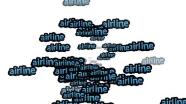 Beyaz arka planda AIRLINE sözleriyle dağılmış animasyon videosu