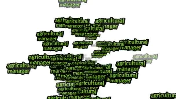 Animerad Video Utspridda Med Orden Agricultural Manager Vit Bakgrund — Stockvideo