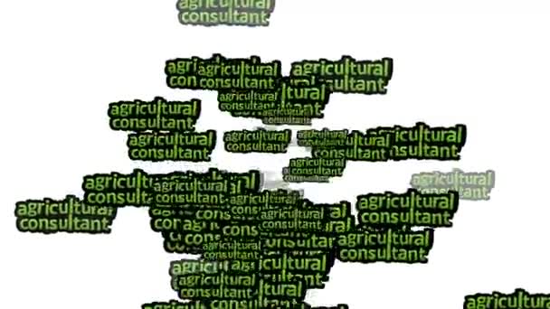 Geanimeerde Video Verstrooid Met Woorden Landbouw Consultant Een Witte Achtergrond — Stockvideo