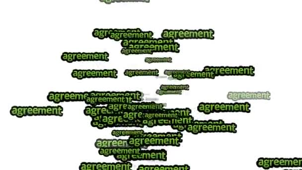 Animated Video Scattered Words Agreement White Background — Stock Video