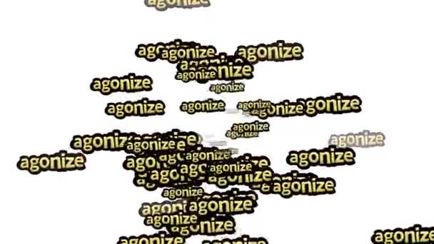 Animated Video Scattered Words Agonize White Background — Stock Video
