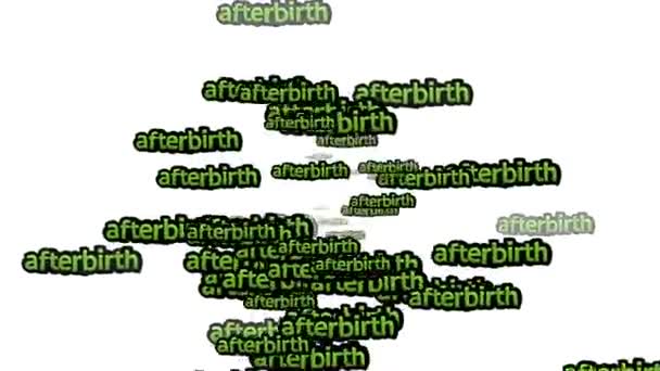 Κινουμένων Σχεδίων Βίντεο Διάσπαρτα Τις Λέξεις Afterbirth Λευκό Φόντο — Αρχείο Βίντεο