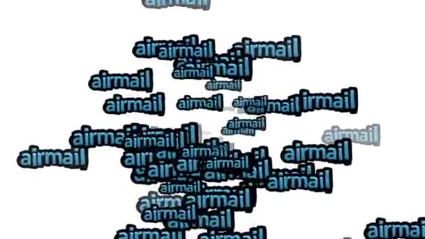 Анимированное Видео Разбросанное Словами Airmail Белом Фоне — стоковое видео