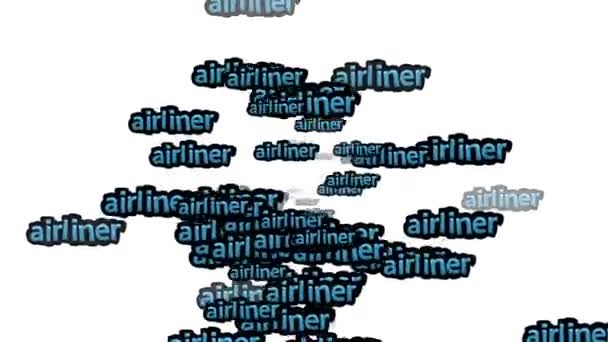 白い背景に Airliner という言葉を散りばめた動画 — ストック動画
