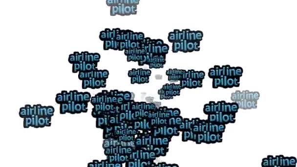 Анімоване Відео Розкидане Словами Airline Pilot Білому Тлі — стокове відео