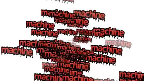 Анимированное Видео Разбросанное Словами Machine Белом Фоне — стоковое видео