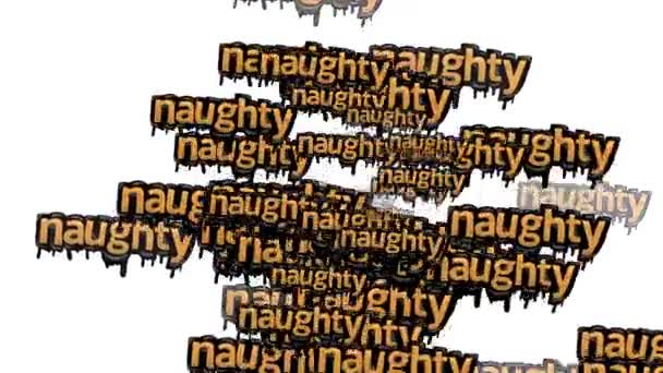 Анимированное Видео Разбросанное Словами Naughty Белом Фоне — стоковое видео